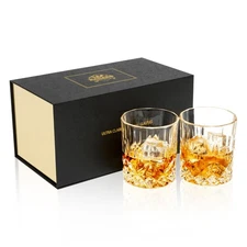 KANARS Old Fashioned Whiskey Glasses 10 Oz Crystal Rocks Barware Set of 2
