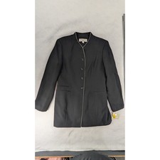 Larry Levine Suits Vintage Black Collarless Longline Blazer Jacket Size 10 NWT