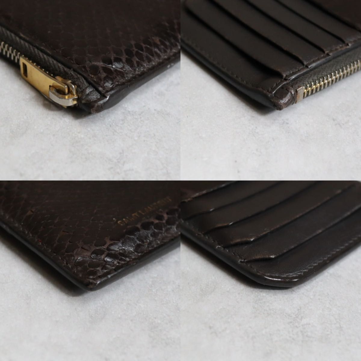 SAINT LAURENT Python Coin Cardholder Brown Leathe… - image 6