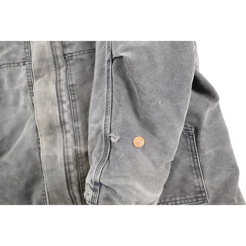 VTG Carhartt Jacket Men's 50 Regular Black Chore Coat Collared Grunge Workwear - Picture 5 of 15