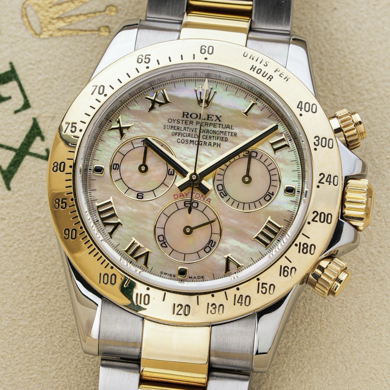 Rolex Daytona Rare Yellow Mother of Pearl Steel & 18k Yellow Gold Ref. 116523