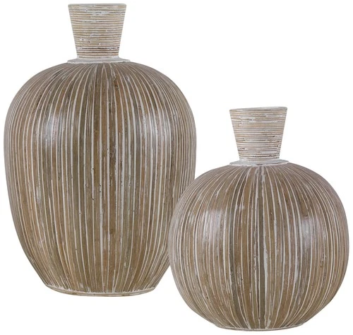 Uttermost Islander Whitewashed Decorative Vases Set of 2 - Picture 2 of 3