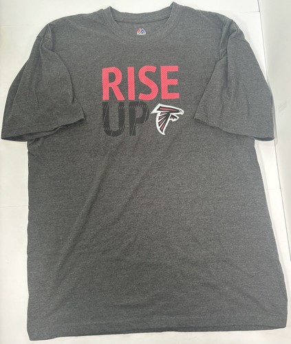 Majestic Atlanta Falcons Tee Shirt Men’s Size 3XL NFL Football Gray Red Rise Up