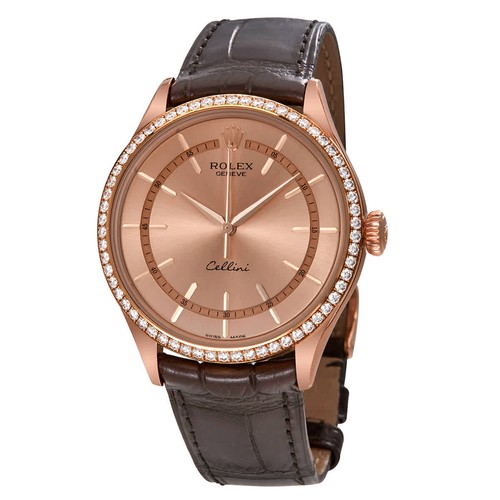 Rolex Cellini Pink Dial Automatic Men's 18kt Everose Gold Watch 50705RBR