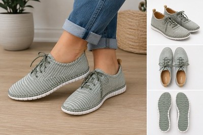 Clarks Mzt Blithe Women s 7.5M Knit Comfort Walking Sneakers Sage Green EUC
