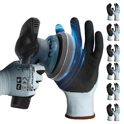 Schwer 6 Pairs Safety Work Gloves with Sandy Nitrile Coating, Extreme Fiber-A...