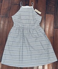 Banana Republic Women's Petite Dress Striped Blue 8P NEW
