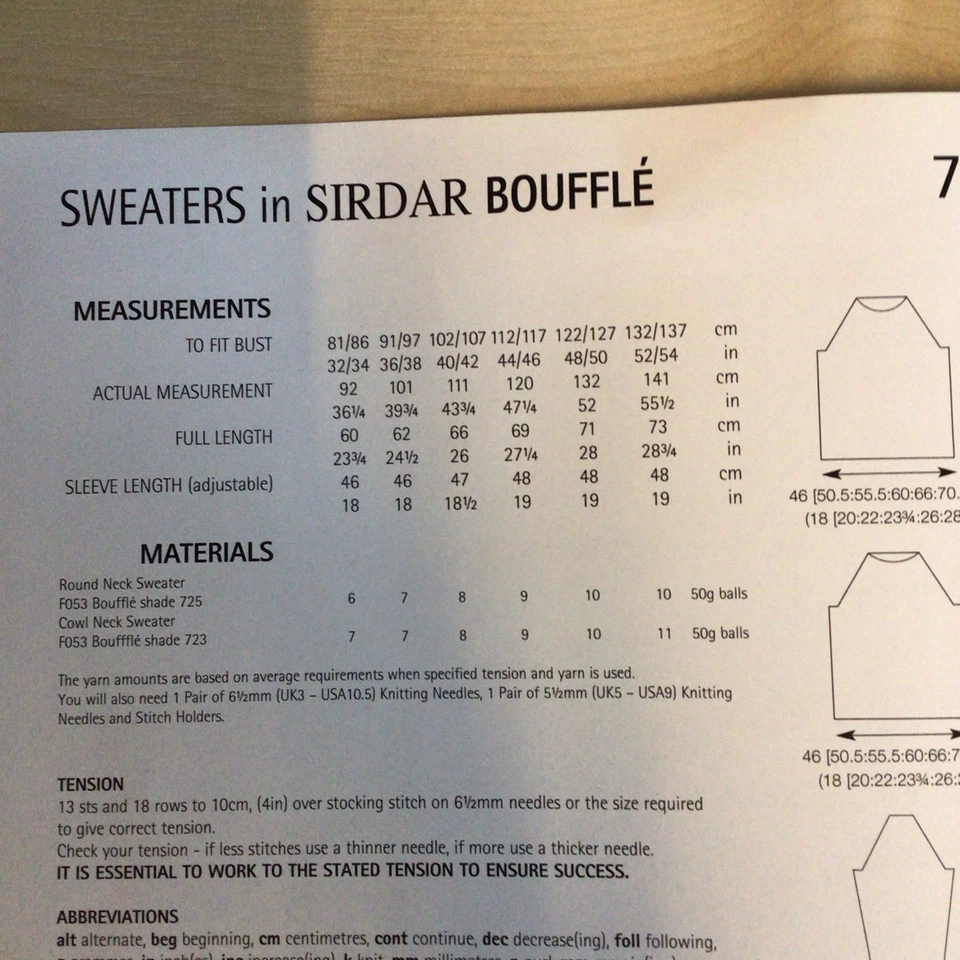 Sirdar Bouffle Chunky Sweaters Knitting Pattern Sizes 32-54” 7389 - Image 3 of 3