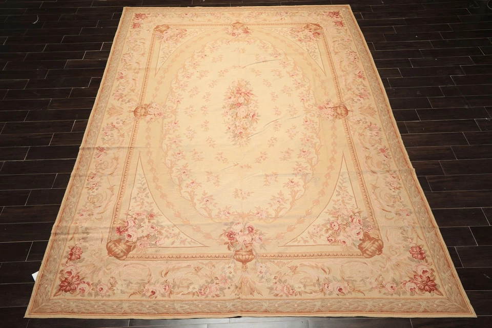 Alfombra medallón clásica de lana tejida a mano Asmara 8'10''x11'10'' punta de aguja francesa Foto 2 de 4