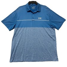 Under Armour The Playoff Polo Shirt Mens XL Blue White Golf Performance SS