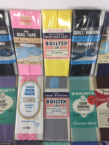 Vintage Lot of 32 Unopened Packages of Seam Binding, Quilt Binding, Rick Rack - 第 6/7 張圖片