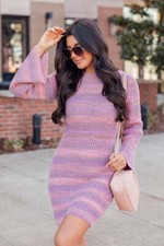NIB~PINK LILY~Pink OMBRE Knit BELL Sleeve SWEATER Mini DRESS~S~NEW!