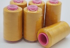 6 Big Spools Mustard Sewing Threads 6000 YARDS Cone Multi Purpose T27 S2 Quality