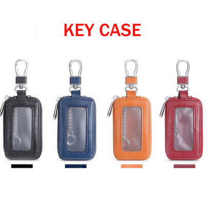 Universal Leather Car Remote Key Fob Chain Zipper Wallet Holder Bags Cover Case