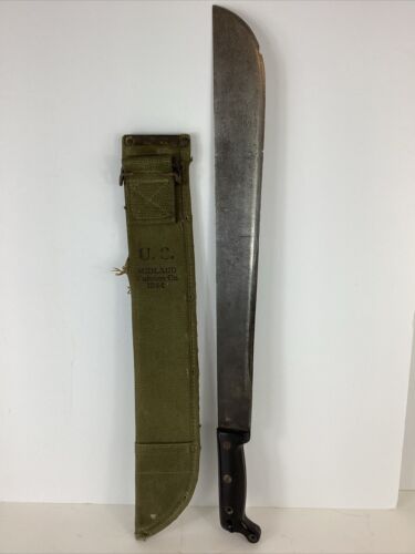 VTG WWII US Army 18" Machete US Disston 1943 In U.S 1944 Midland Fabrics Sheath