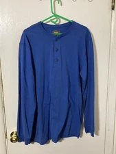 The Foundry Supply Co Adult Large Tall (LT) Blue Henley Long Sleeve Shirt