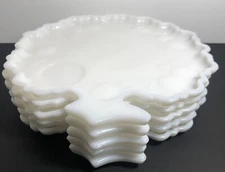Vintage Set of 5 Milk Glass Hazel Tree of Life Snack Plates MCM