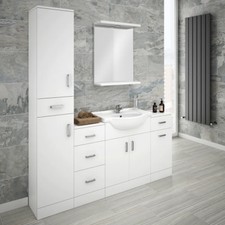 Mayford 1700mm White Gloss 5pc Bathroom Vanity Furniture Pack Ready Built Units