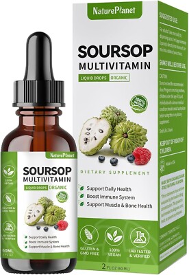 Soursop Multivitamin Liquid Drops, Bitters Liquid, Organic Soursop Leaf Extract