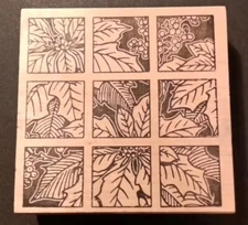 POINSETTIA IN SQUARE Aunt Amy's Mounted Rubber Stamp