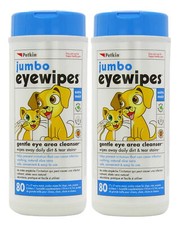 Petkin Jumbo Pet Eye Wipes, 80 Extra Moist Wipes, 2 Pack