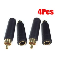 4pcs Gold 6.35mm 1/4" Jack to Male RCA Connector Converter Audio Adapter NEW