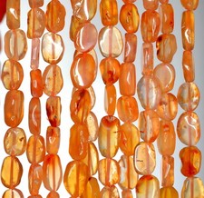 7X4-12X6MM RED CARNELIAN GEMSTONE RED ORANGE PEBBLE NUGGET LOOSE BEADS 14inch
