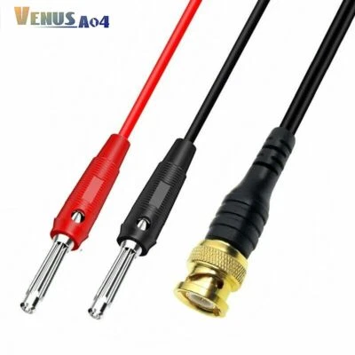 PEAKELECT Gold Plated BNC Male to Dual 4mm Stackable Banana Plug Test Lead 120cm Cable