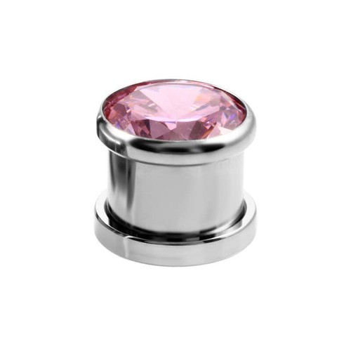 ear gauges ear plugs flesh tunnels Cubic Zirconia Crystal Gem Metal Flesh Tunnel - Picture 14 of 16