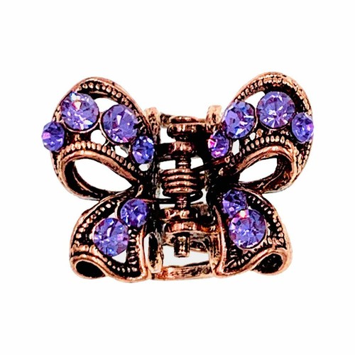 USA KLEINE VINTAGE SCHLEIFE METALL HAARKRALLE CLIP KIEFER HAARNADEL STRASS KRISTALL - Bild 17 von 22