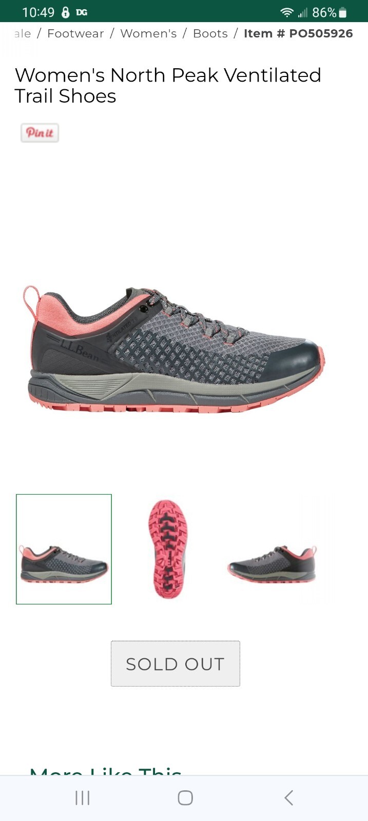 L.L. Bean North Peak Ventilated Trail Shoes Size 10, … Gem