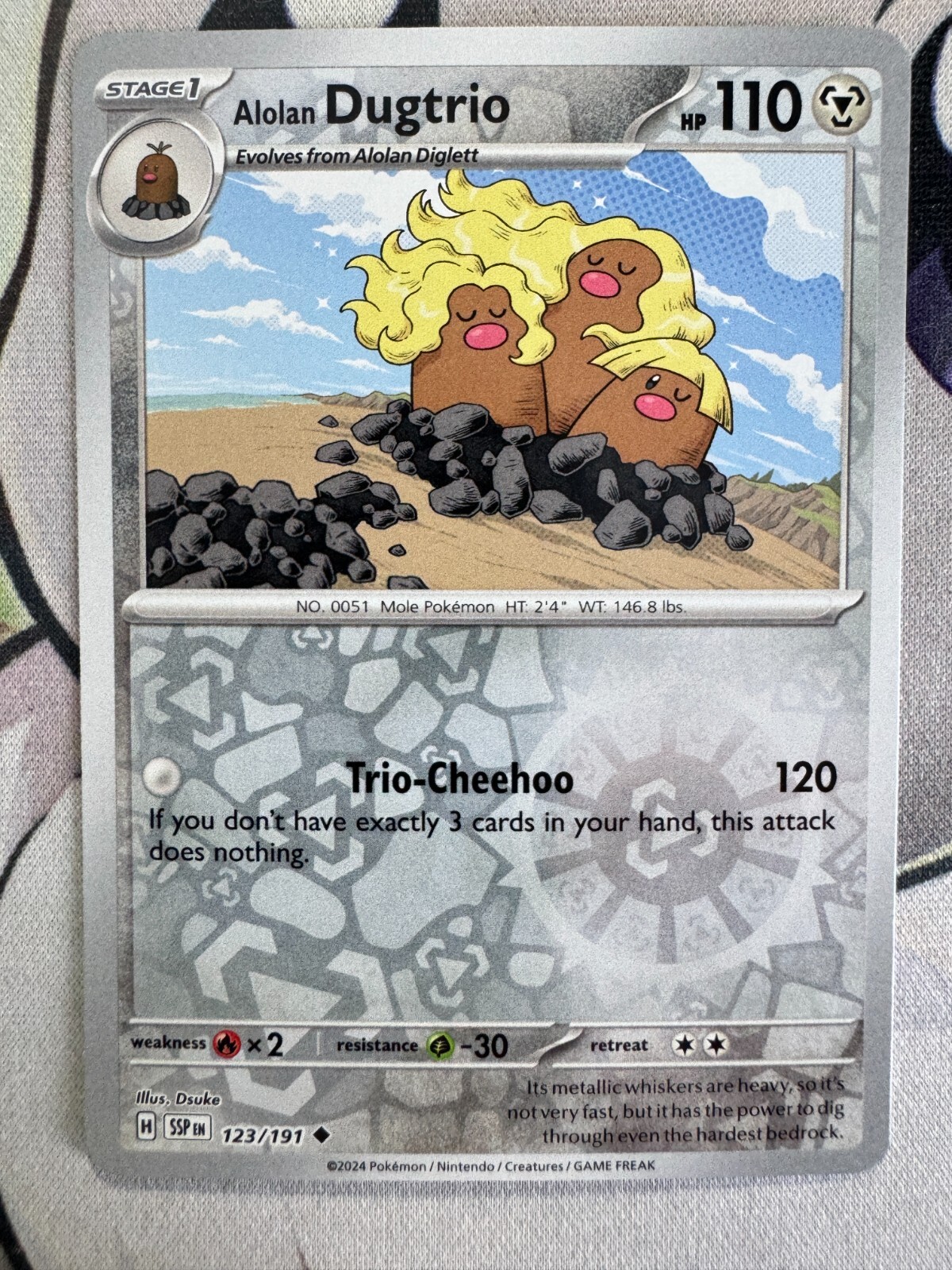 Alolan Dugtrio Reverse Holo English Pokemon TCG BKBJ207