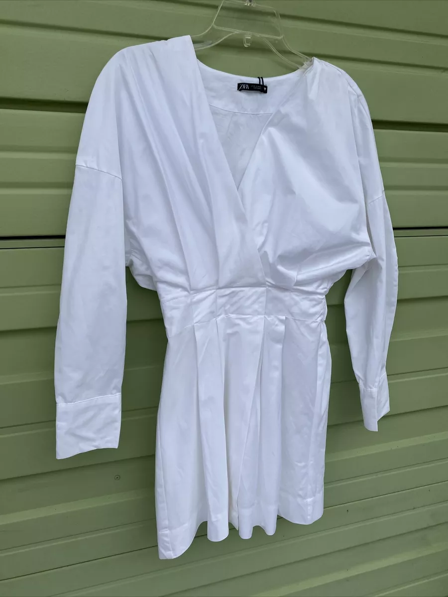 Zara white cheap pleated dress