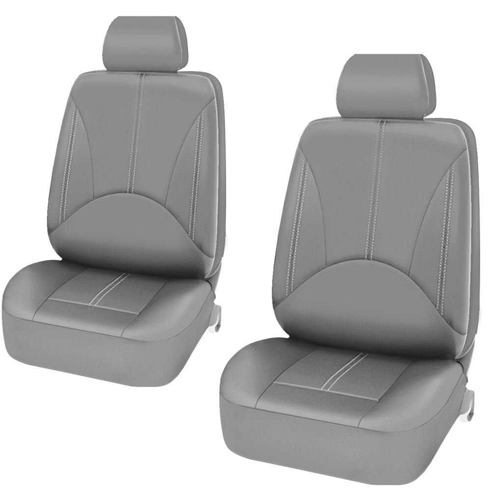 2PC Front Car Seat Covers Waterproof PU Leather For Car Truck SUV Van