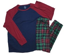 NWT Pajamas Sleep Wear George Men's Medium Blue Red Top Pants Pockets PJs Lounge