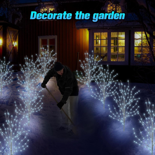 Birch Tree for Christmas Decorations Outdoor,3FT 140LED Cool White eBay