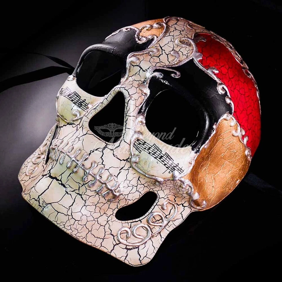 Day of the Dead Mask - Full Face Mask, Dia de los Muertos Masquerade Mask Red - Image 4 of 4