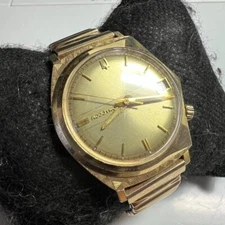 ACCUTRON "TOMAHAWK" 218 TUNING FORK 14K SOLID GOLD MEN'S WATCH RUNNING