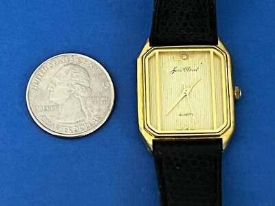 Vintage Jean Clouet Quartz Tank Watch Gold tone w black  display picture 1