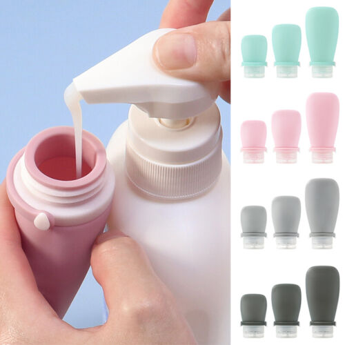 Silicone Travel Size Bottle Shampoo Refillable Lotion Squeeze Container Makeup - Picture 9 of 36
