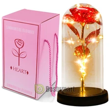 Eternal Forever Galaxy Rose Flower In Glass Dome LED Light Mother's Day Gift