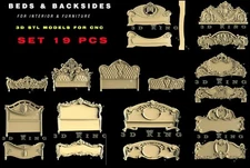 19 PCS STL 3D Models FURNITURE HEADBOARDS for CNC Router Aspire Artcam Cut3D