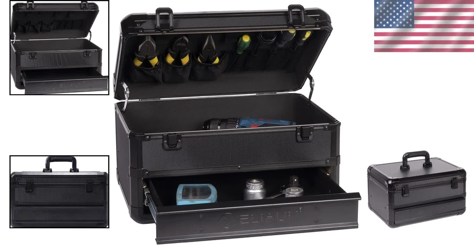 Portable Tool Box Organizer with Drawers, Black - Image 2 of 4