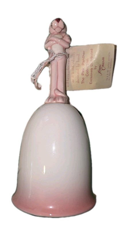 Pink Panther 1982 Collectible Pink-White Bell Made by Royal Orleans