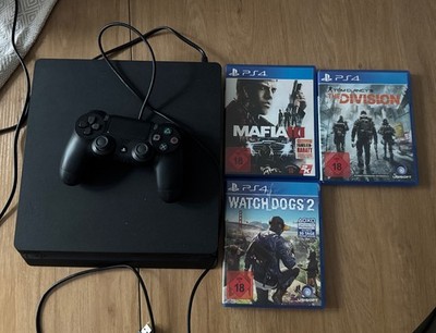 Sony PlayStation 4 Slim 500GB Schwarz Bundle 1 Controller Kabel & 3 Spiele