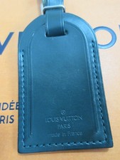 Louis Vuitton Luggage Name Tag Large Dark Green Leather w/brass hw NO INITIALS