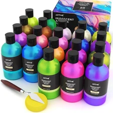 ARTME Iridescent Acrylic Paint 8.45 Fl Oz (Pack of 20), 8.45oz X 20 Colors 