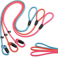 3-Pack Super-Strong Adjustable Dog Slip Leads   Pink, Light Blue  Orange: Tough