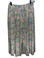 Vintage 90s Floral Skirt Pleated Pull On Size 12 Peasant prairie Whimsical Fairy