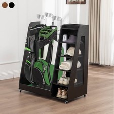 Golf Bag Organizer for 2 Golf Bags Wooden Car Garage Golf Club Shed Storage Rack